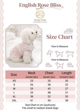 將圖片載入圖庫檢視器 Pawly Paws English Rose Bliss Dress detailed size chart
